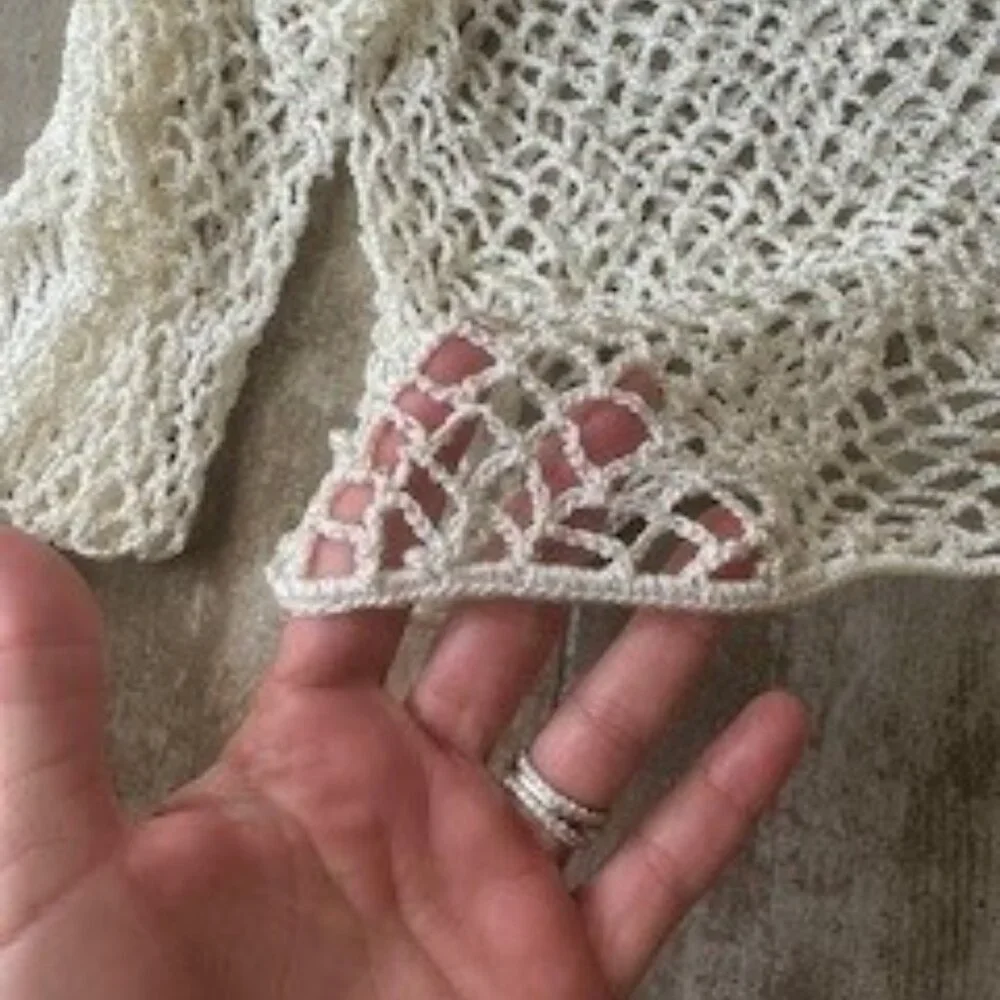 House of CB Neoma White Crochet Long Sleeve Top